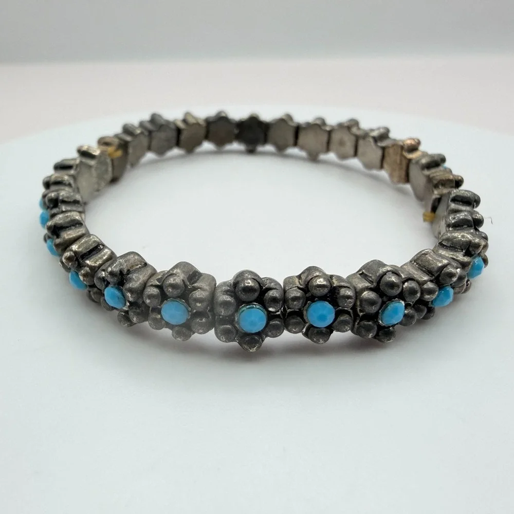 Vintage Y2K Blue Beaded Stretch‎ Bracelet Boho Women's Classic Fashion Jewelry